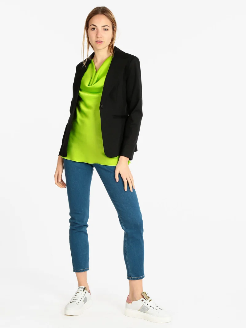 Blazer donna con tasche - nero
