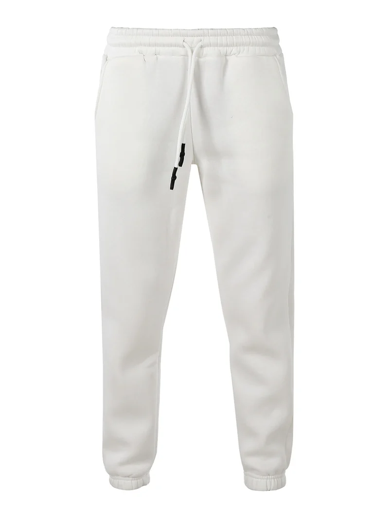 Pantaloni tuta da donna felpati con coulisse - bianco