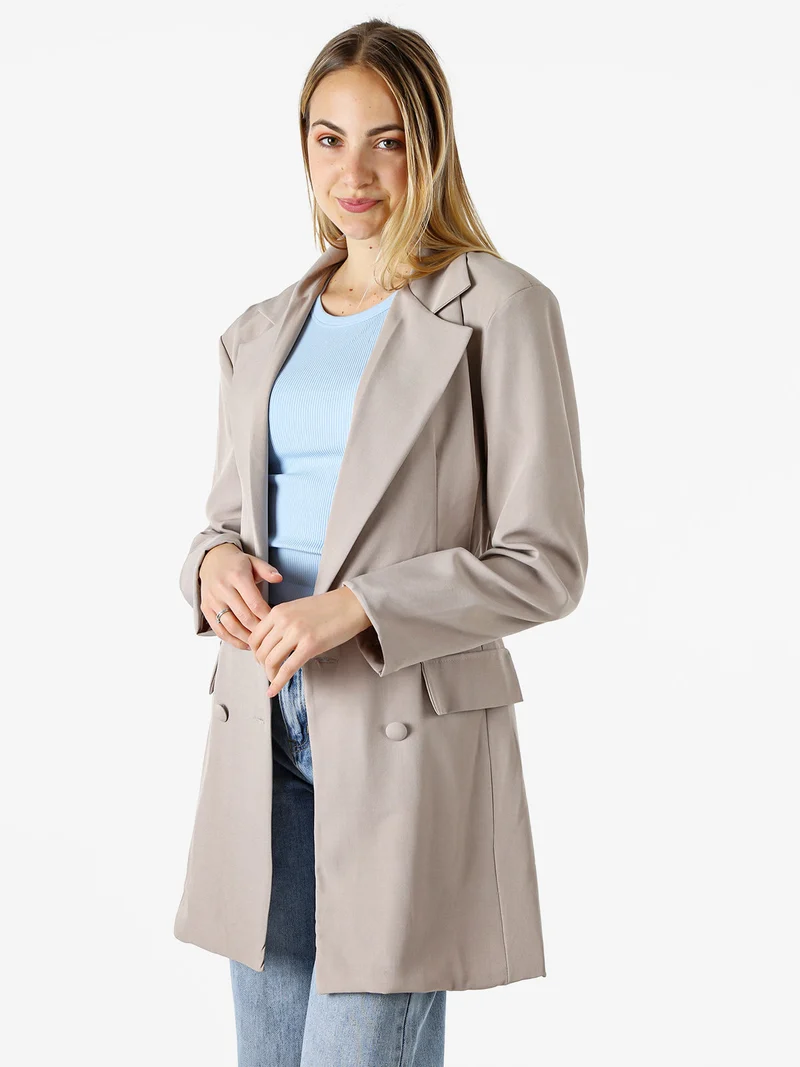 Blazer donna elegante a doppiopetto - fango