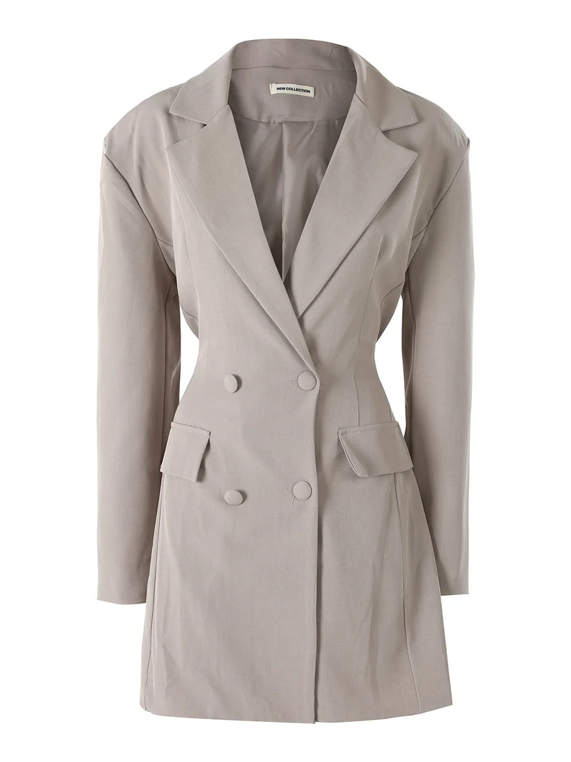 Blazer donna elegante a doppiopetto - fango