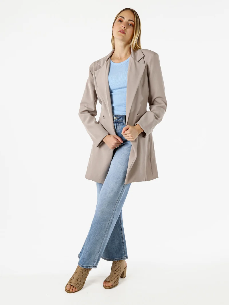 Blazer donna elegante a doppiopetto - fango