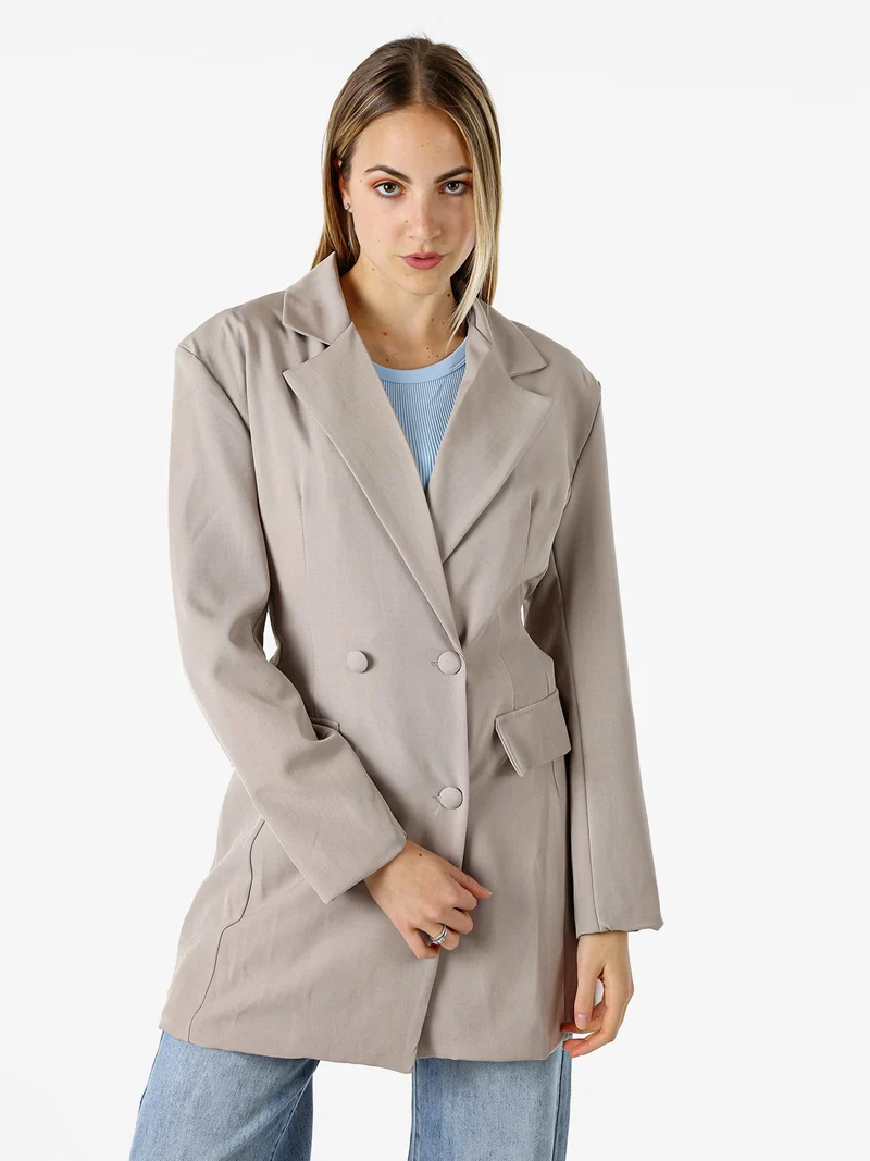 Blazer donna elegante a doppiopetto - fango