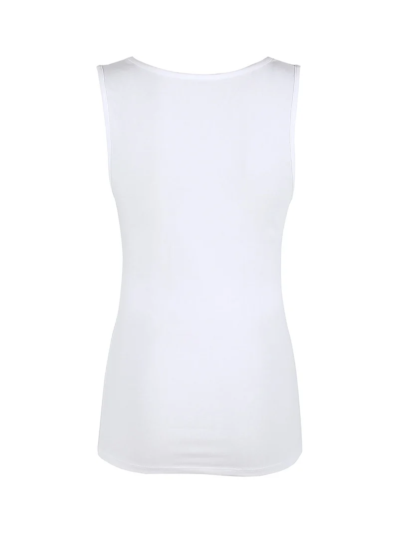 1436 Canotta donna spalla larga in cotone bio - bianco