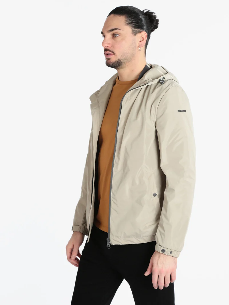 F5241 Giacca leggera da uomo con cappuccio - taupe