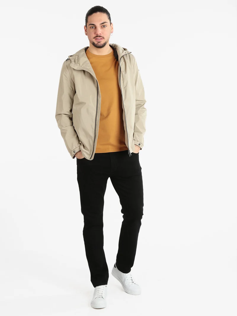 F5241 Giacca leggera da uomo con cappuccio - taupe