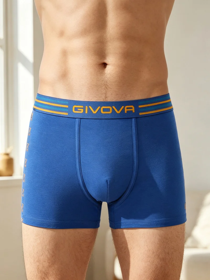 Boxer da uomo in cotone stretch - blu