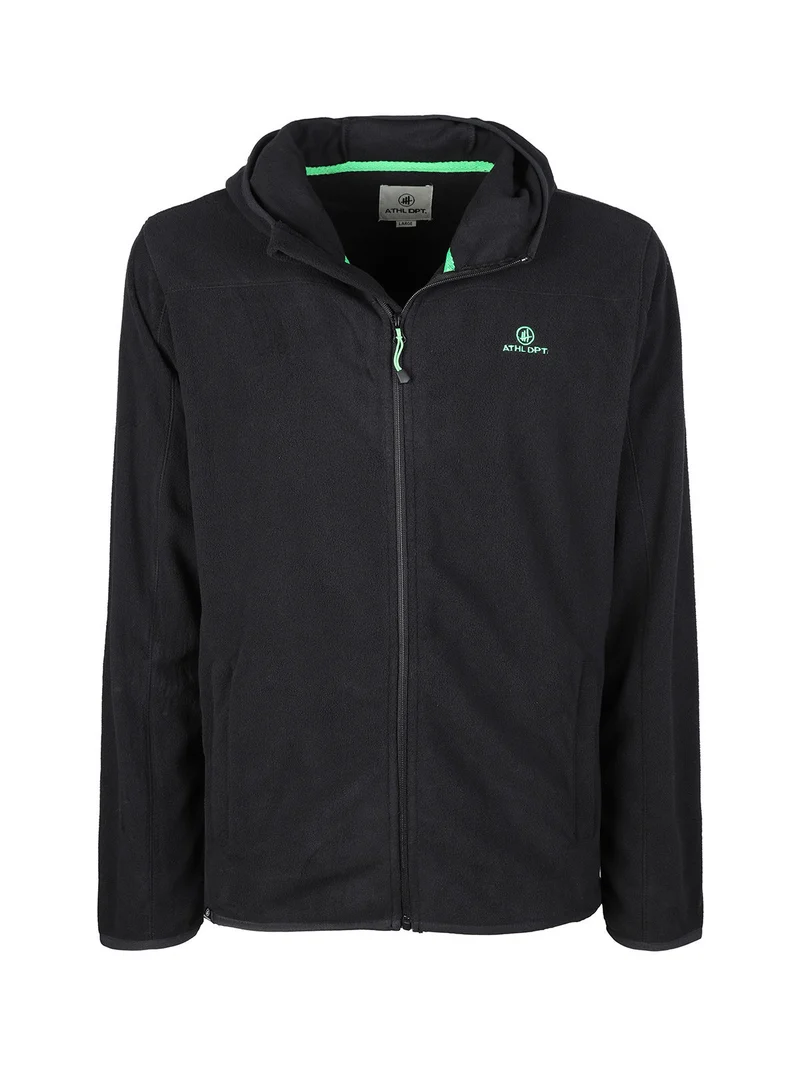 Felpa in pile da uomo con cappuccio e zip - nero