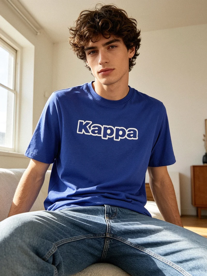 T-shirt da uomo in cotone con stampa scritta - blu