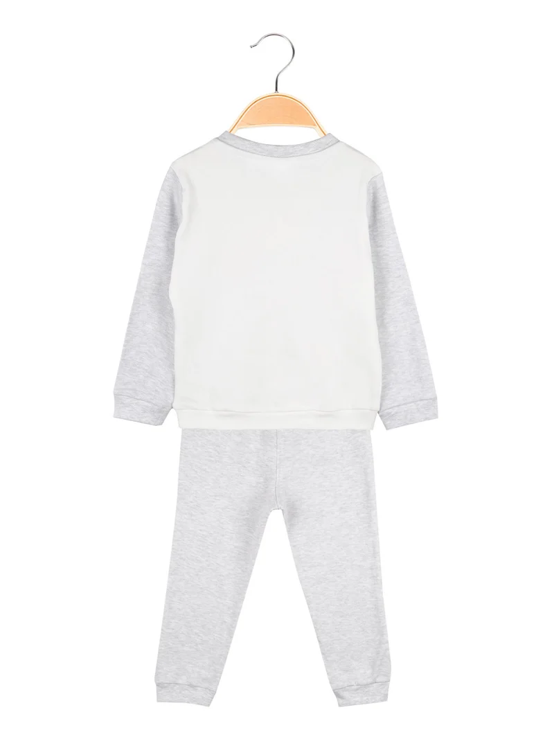 Pigiama lungo da neonata in caldo cotone - grigio chiaro