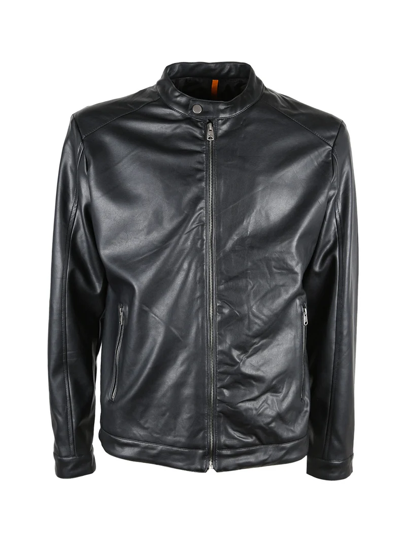 Giacca uomo in ecopelle con zip - nero
