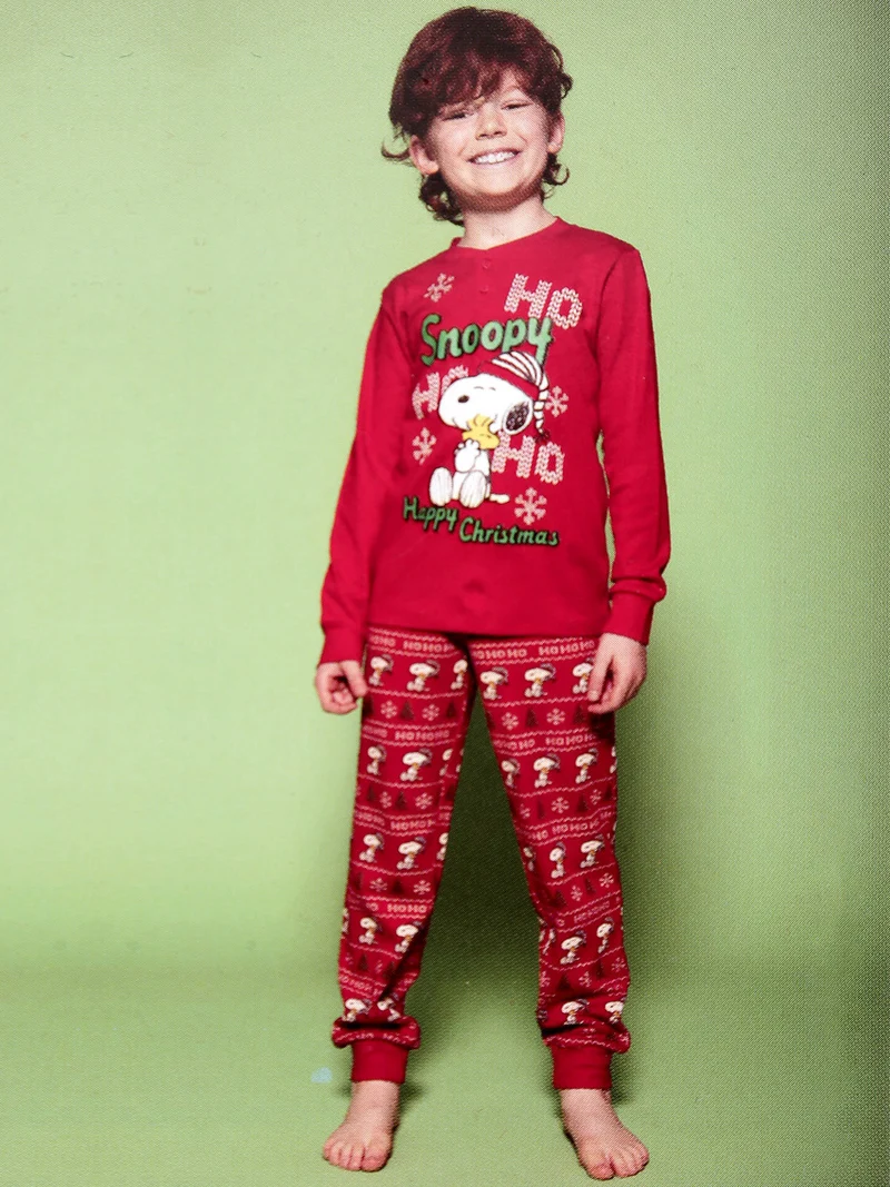 Pigiama natalizio da bambino in cotone interlock - rosso