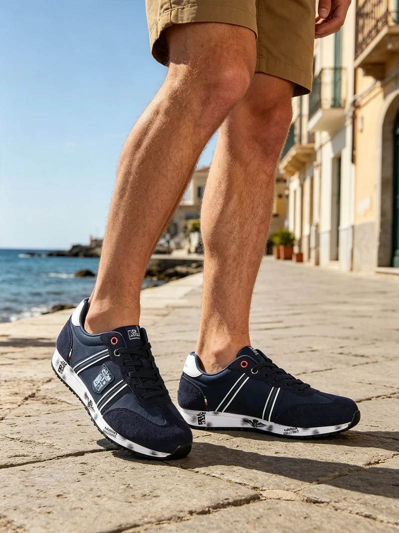 Sneakers da uomo stringate - blu scuro