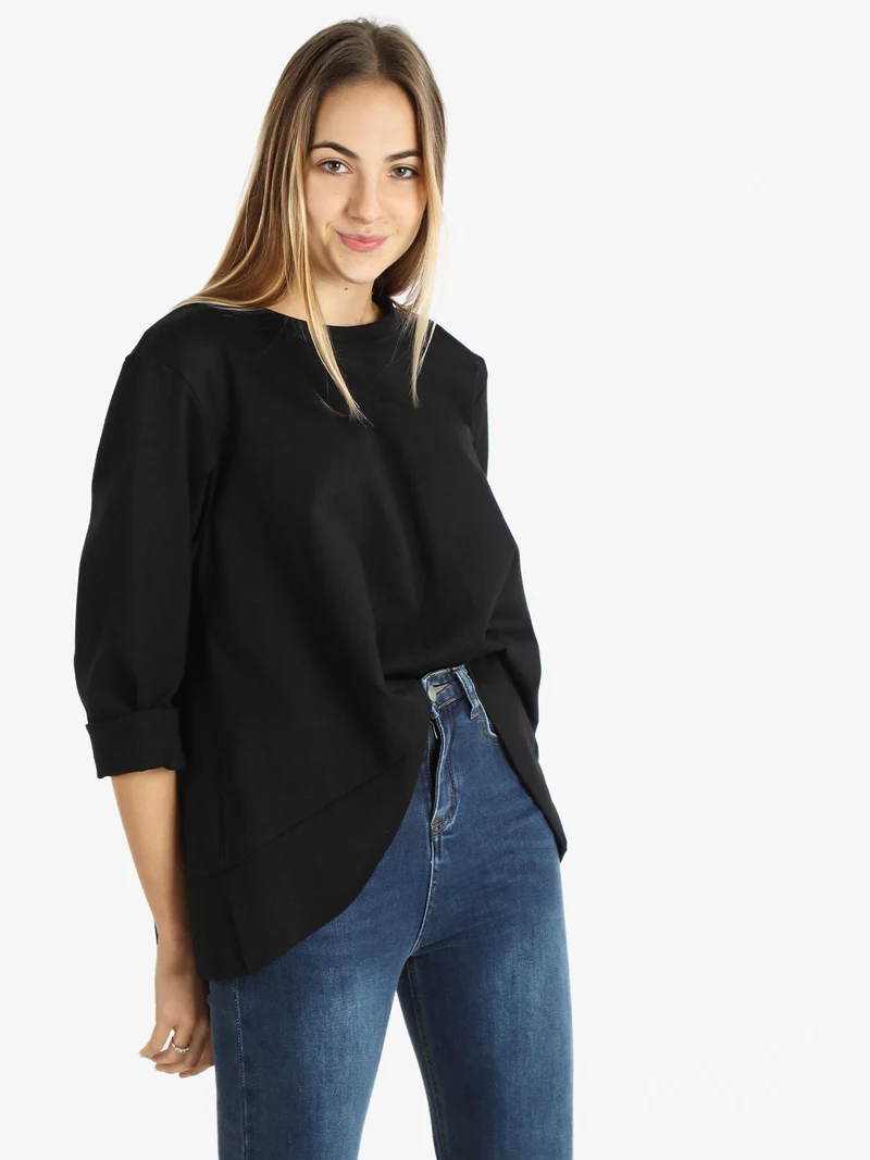 Maglia donna oversize asimmetrica - nero