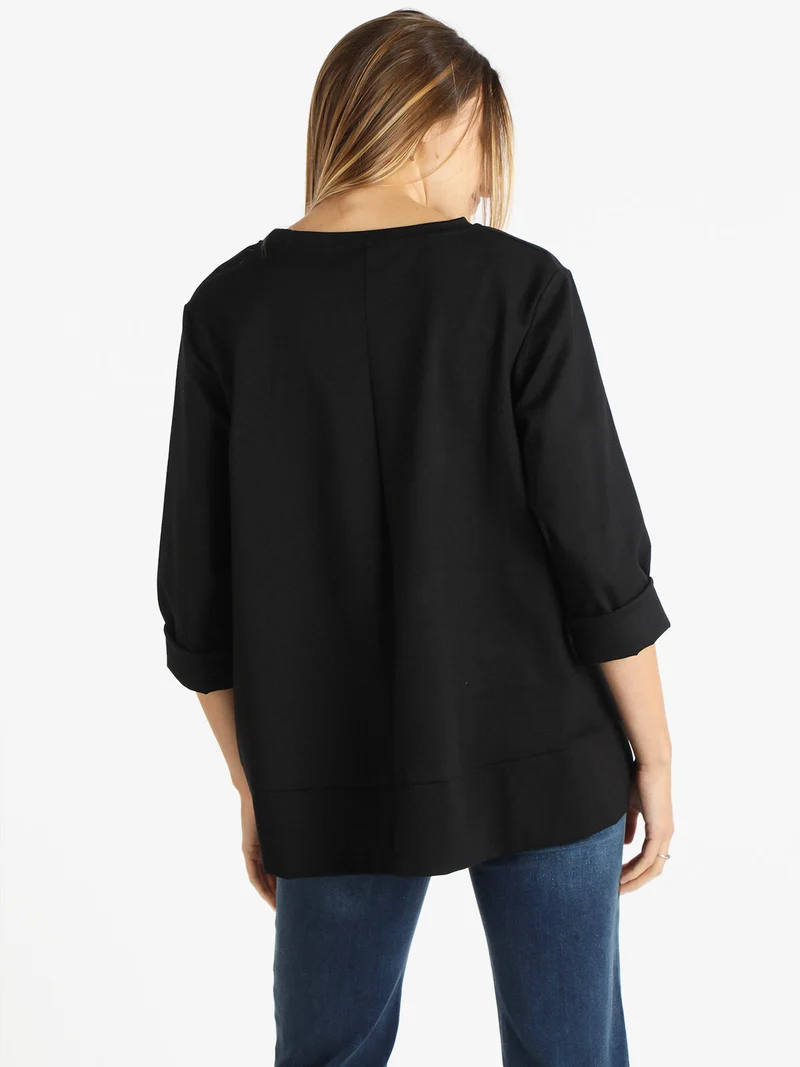 Maglia donna oversize asimmetrica - nero