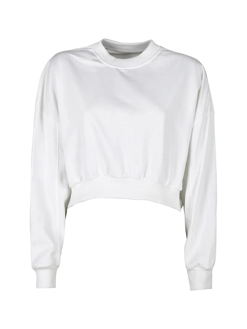 Felpa cropped da donna oversize - bianco