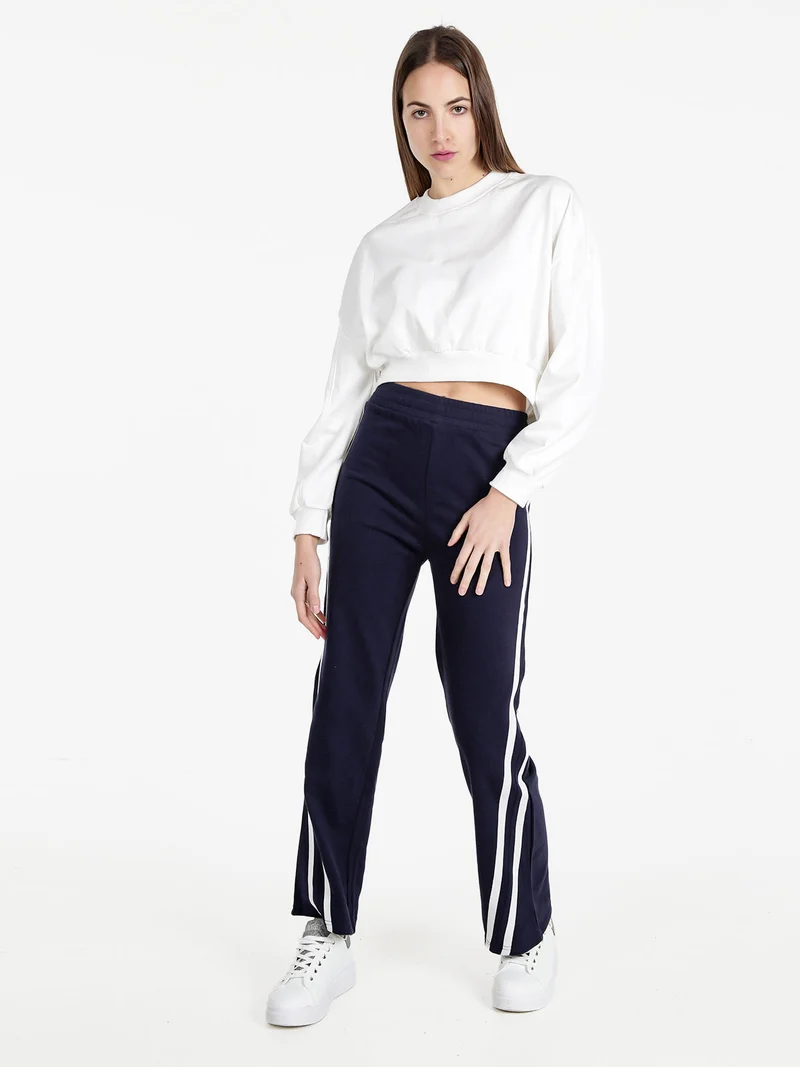 Felpa cropped da donna oversize - bianco
