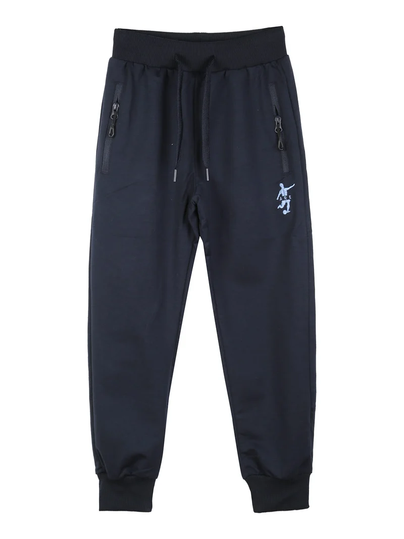 Pantaloni tuta da bambino con coulisse e polsini - blu scuro