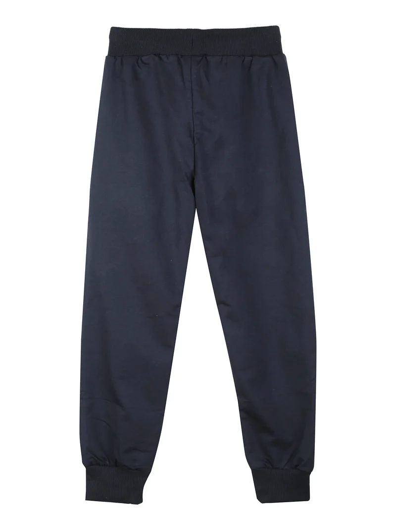 Pantaloni tuta da bambino con coulisse e polsini - blu scuro
