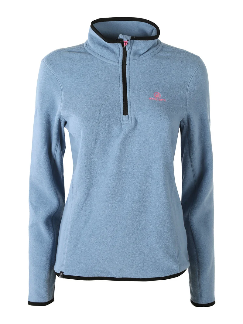 Felpa donna mezza zip in micropile - azzurro