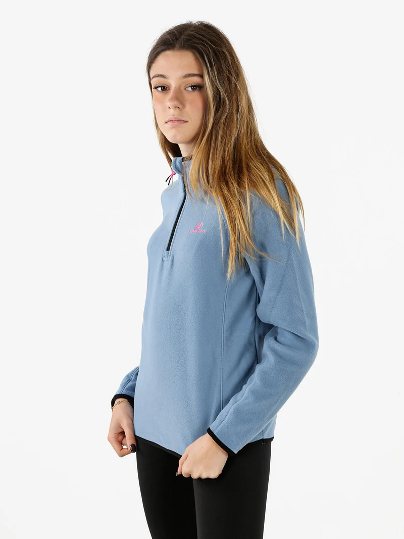 Felpa donna mezza zip in micropile - azzurro