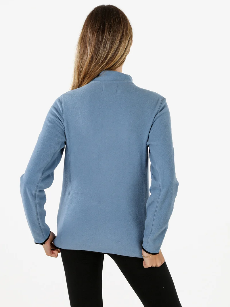 Felpa donna mezza zip in micropile - azzurro