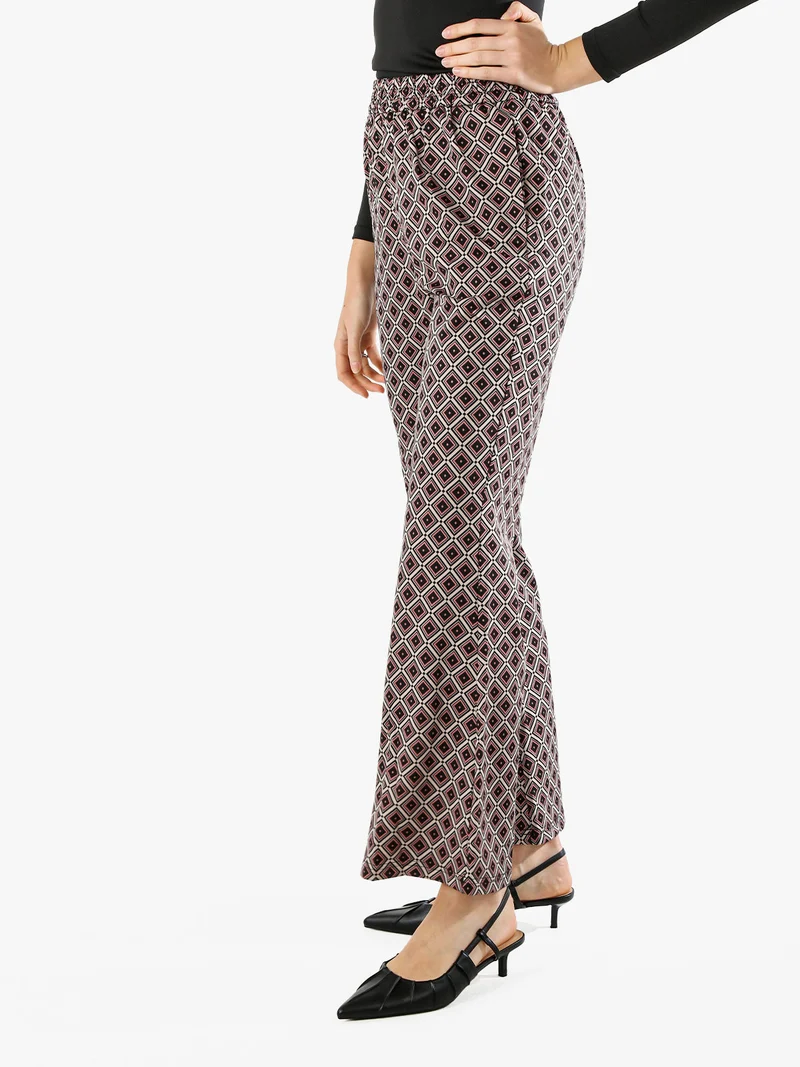 Pantaloni donna a zampa con stampa geometrica - multicolore