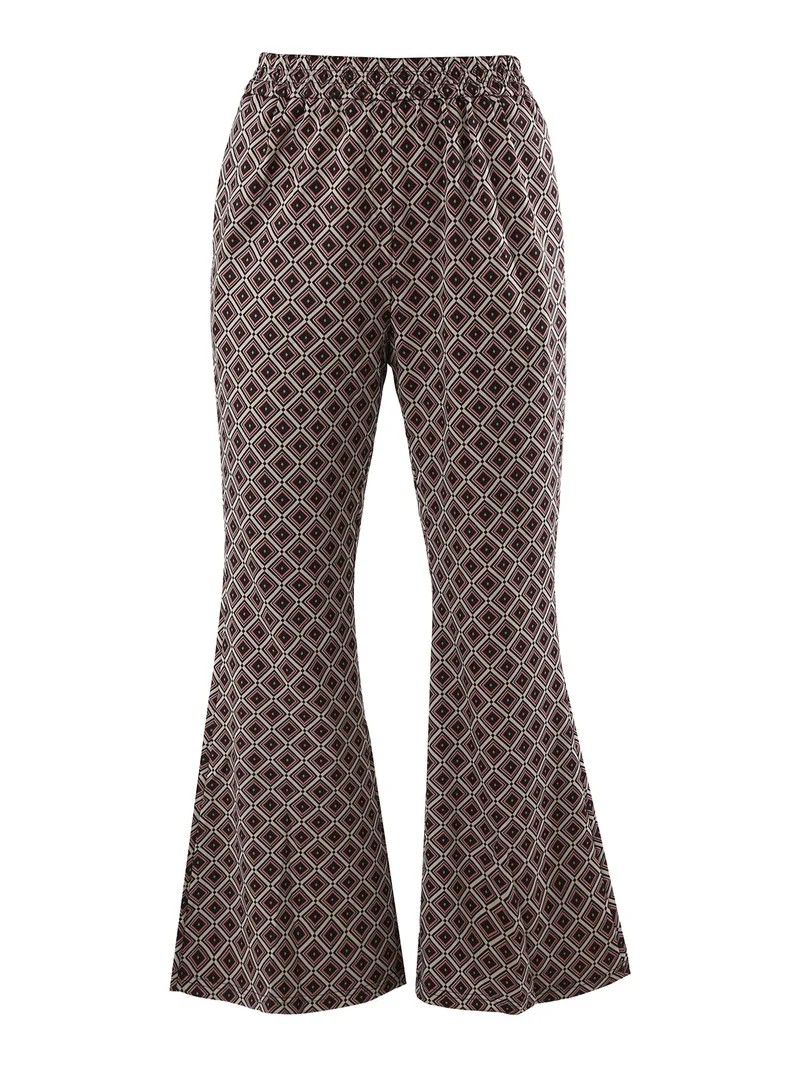 Pantaloni donna a zampa con stampa geometrica - multicolore
