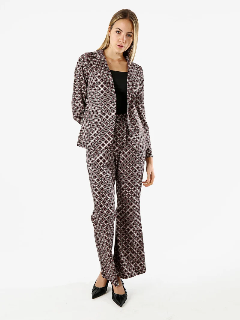 Pantaloni donna a zampa con stampa geometrica - multicolore