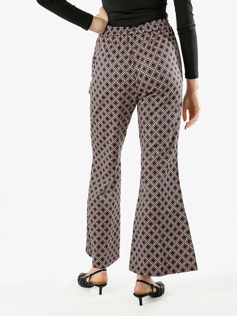 Pantaloni donna a zampa con stampa geometrica - multicolore