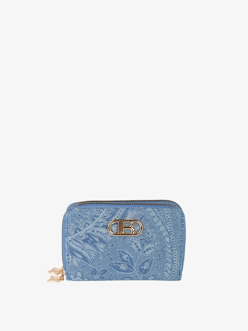 Portafoglio da donna effetto jeans con doppia tasca - jeans