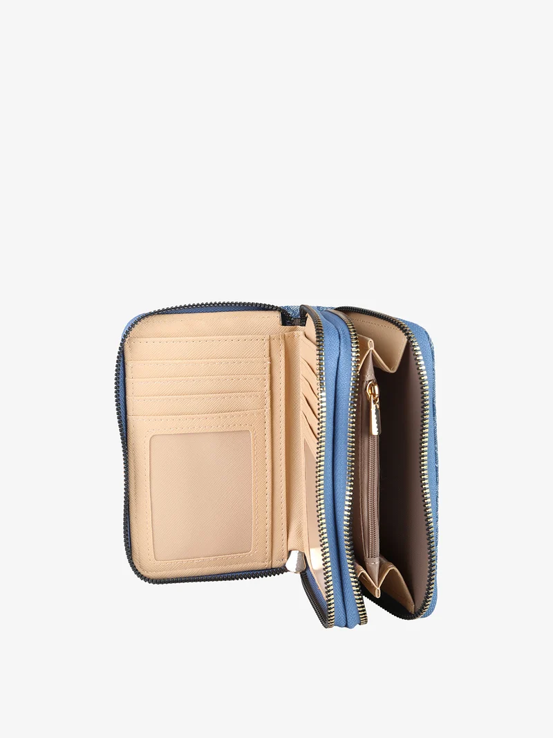 Portafoglio da donna effetto jeans con doppia tasca - jeans