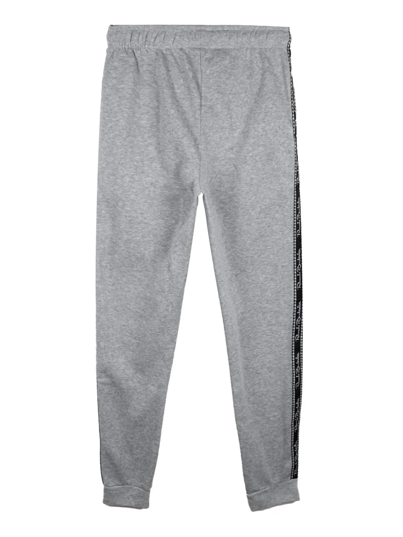 Pantaloni tuta da ragazzo felpati con striscia laterale - grigio