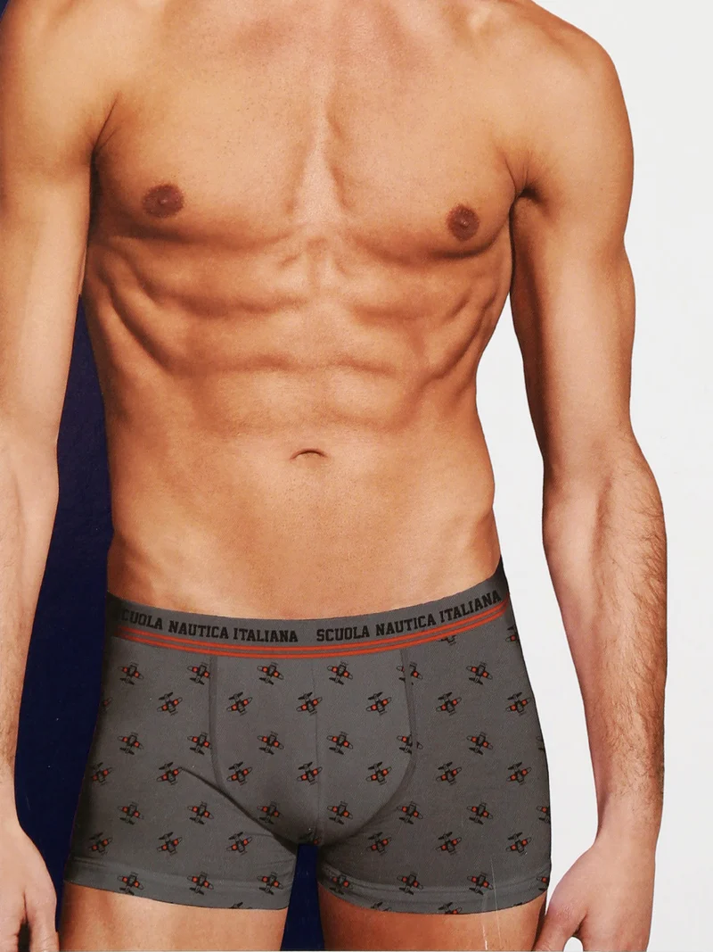 Boxer uomo con stampe in cotone stretch - grigio scuro