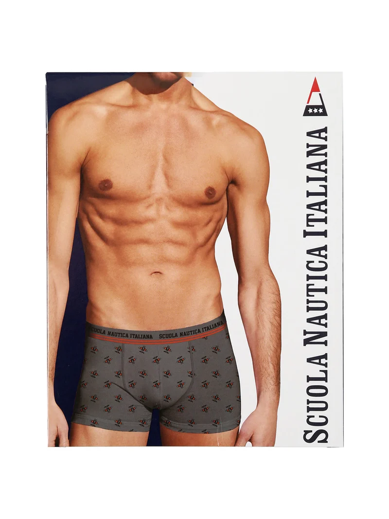 Boxer uomo con stampe in cotone stretch - grigio scuro
