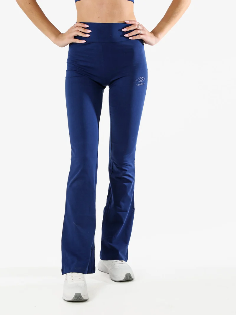 Leggings sportivi da donna in cotone elasticizzato con finale a zampa - blu