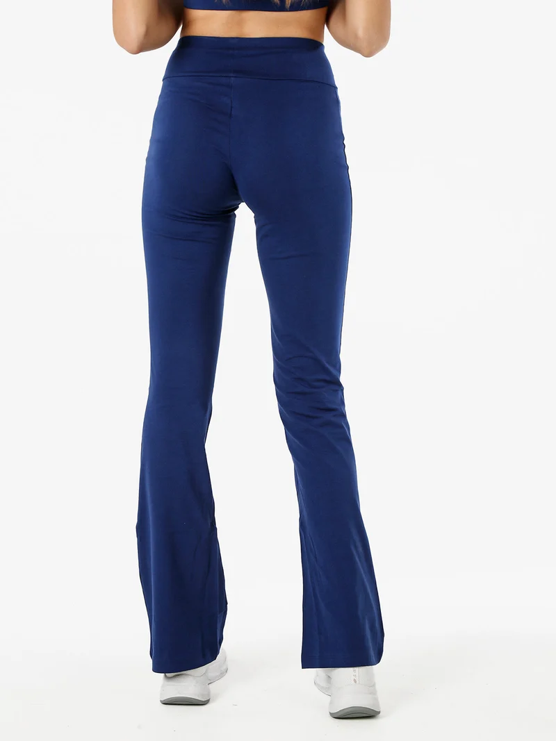Leggings sportivi da donna in cotone elasticizzato con finale a zampa - blu