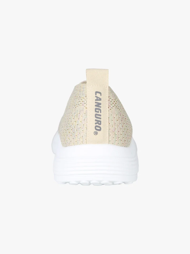Sneakers donna slip on in maglia con zeppa - oro