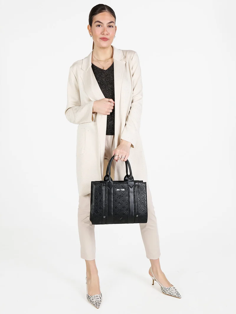 Blazer donna oversize con strass - beige