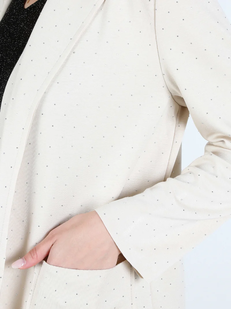 Blazer donna oversize con strass - beige