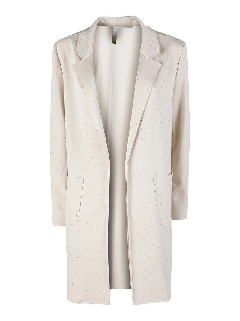 Blazer donna oversize con strass - beige