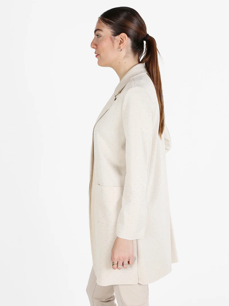 Blazer donna oversize con strass - beige