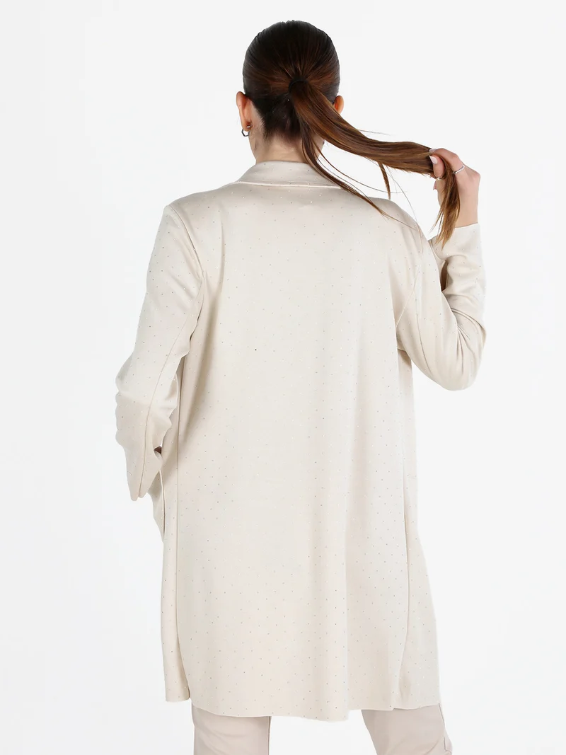 Blazer donna oversize con strass - beige