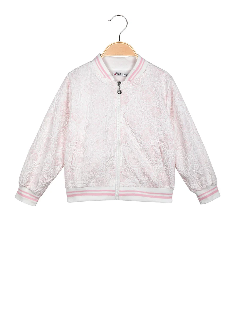 Giacca da bambina modello bomber con ricami - rosa