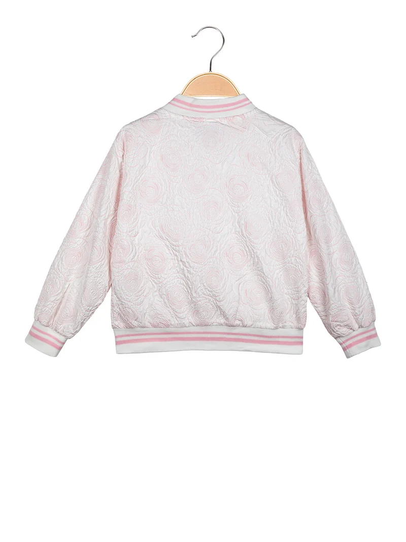Giacca da bambina modello bomber con ricami - rosa