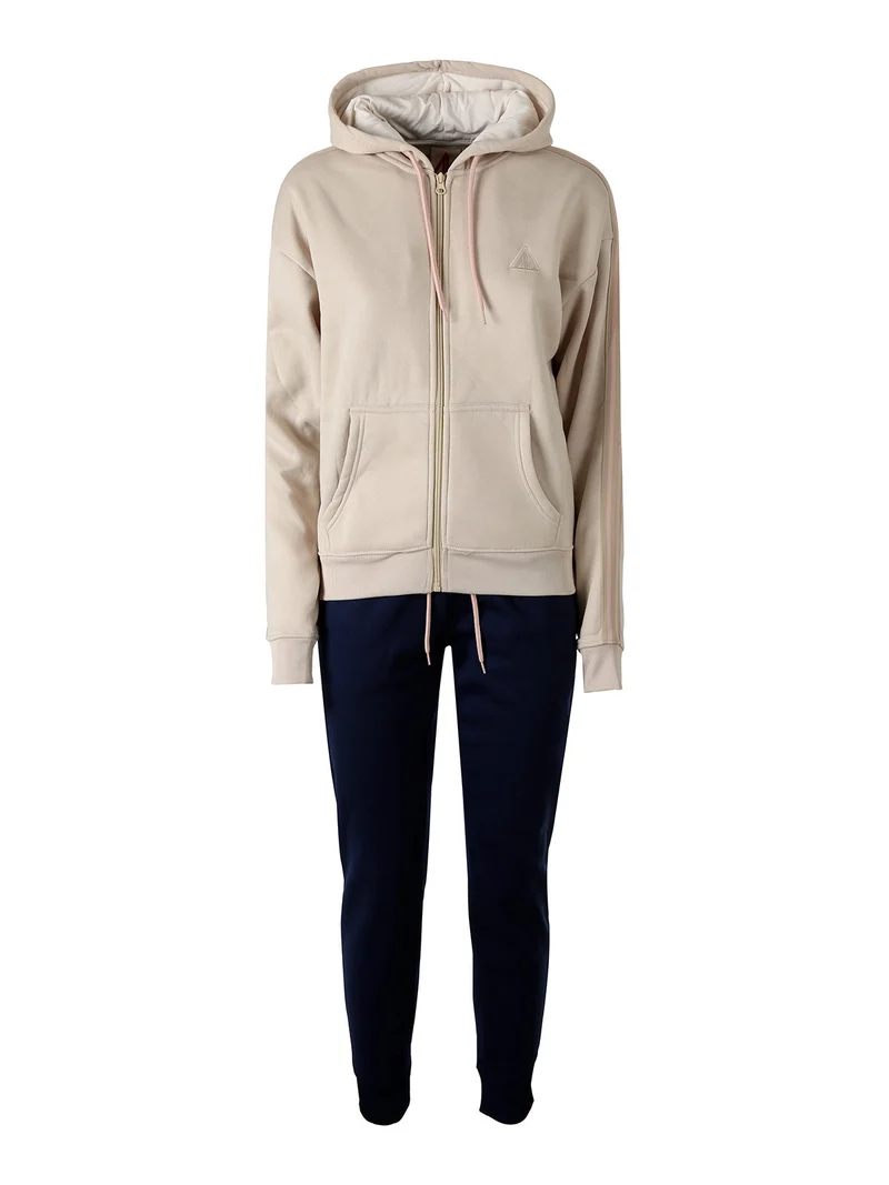 Completo tuta da donna full zip con cappuccio - naturale