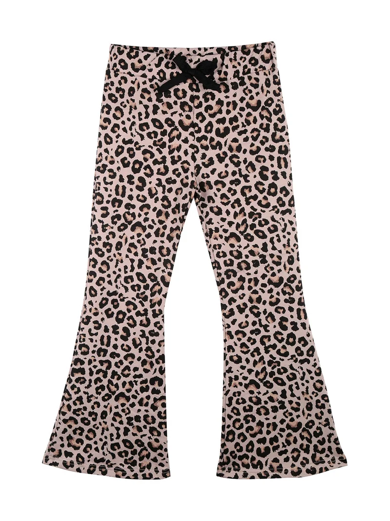 Pantaloni da bambina maculati con finale a zampa - fango