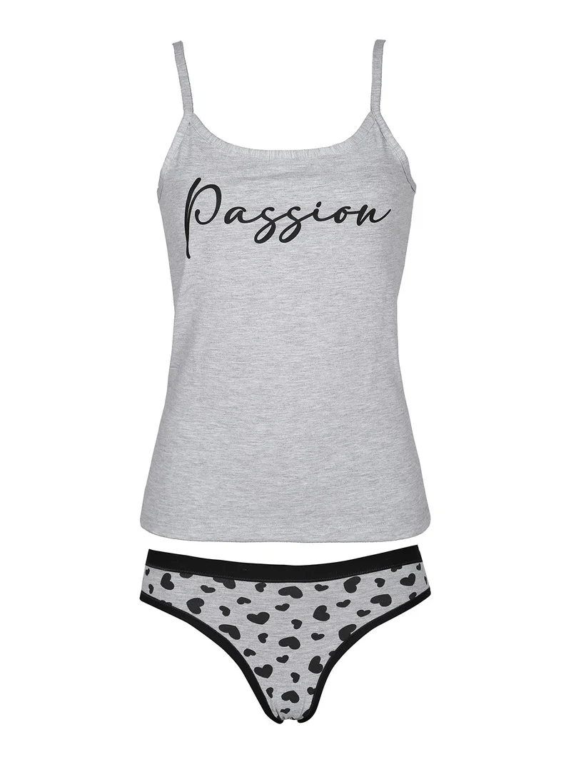 Completo intimo donna slip + top - grigio