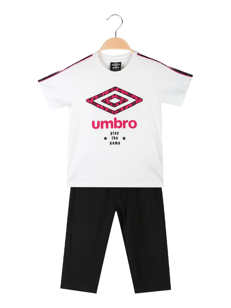 Completo 2 pezzi in cotone da ragazza con t-shirt e leggins - bianco