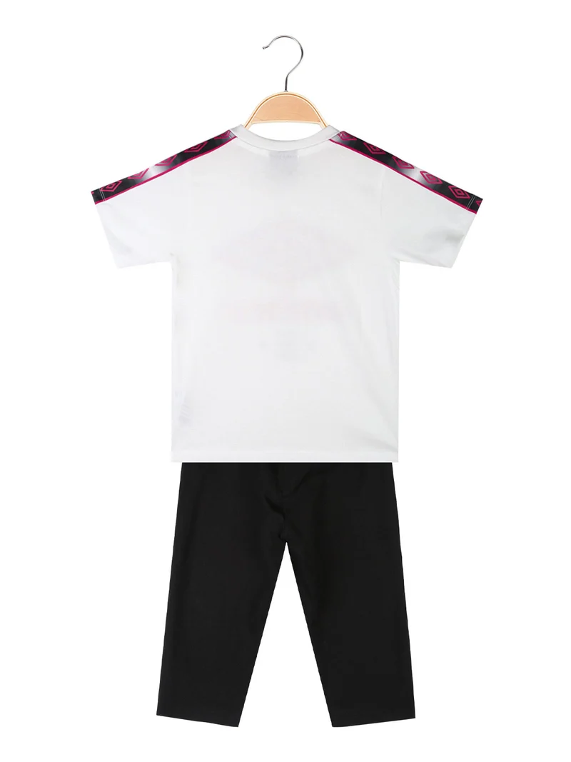 Completo 2 pezzi in cotone da ragazza con t-shirt e leggins - bianco