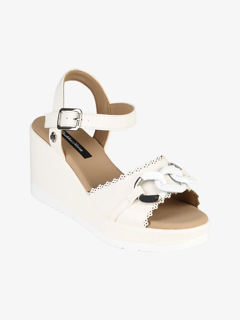 Sandali da donna con zeppa - panna